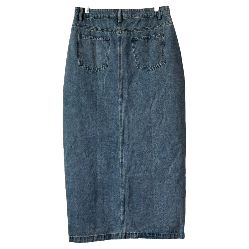 REVERIEE NWT Women’s Blue Front‎ Yoke Denim Maxi Skirt  Sz L - Picture 4 of 7